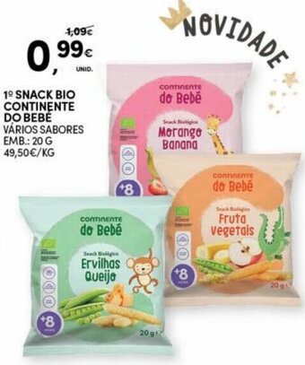 Continente 1° Snack Bio Continente do Bebé 20g promoção