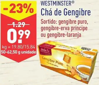 ALDI Westminster Chá de Gengibre 50-62,50g promoção