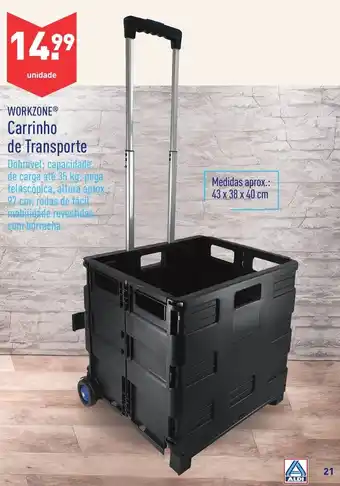 ALDI Workzone Carrinho de Transporte 43x38x40cm promoção