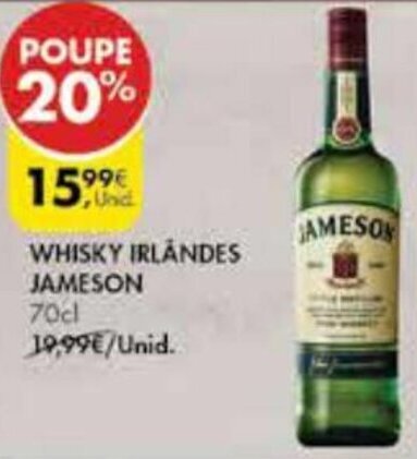 Pingo Doce Whisky Irlandês Jameson 70cl promoção