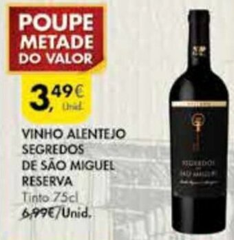 Pingo Doce Vinho Alentejo Segredos de São Miguel Reserva 75cl promoção