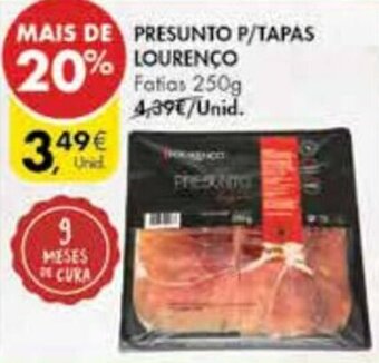Pingo Doce Presunto P/Tapas Lourenço 250g promoção