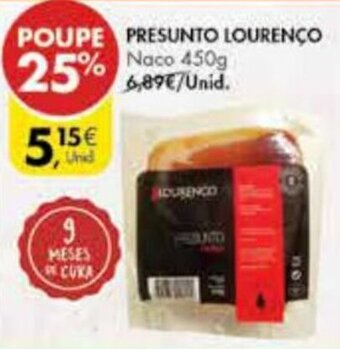Pingo Doce Presunto Lourenço 450g promoção