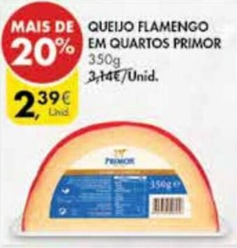 Pingo Doce Queijo Flamengo em Quartos Primor 350g promoção