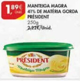 Pingo Doce Manteiga Magra 41% de Matéria Gorda Président 250g promoção