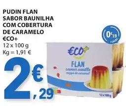 E.Leclerc Pudin flan sabor baunilha com cobertura de caramelo €co+ promoção