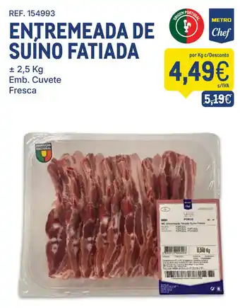 Entremeada de suino fatiada