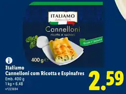 Lidl Italiamo Cannelloni com Ricotta e Espinafres promoção