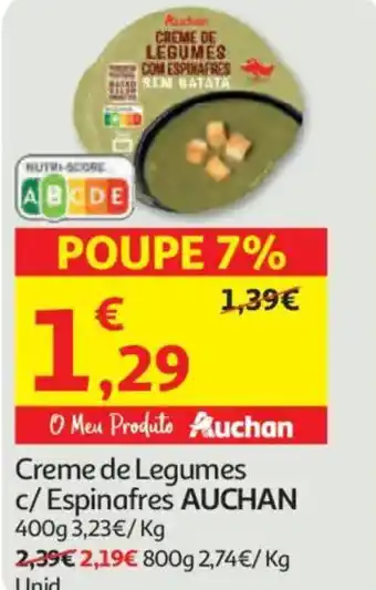 Auchan Creme de Legumes c/ Espinafres AUCHAN promoção