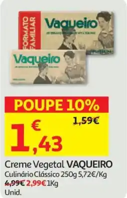 Auchan Creme Vegetal VAQUEIRO Culinário Clássico promoção