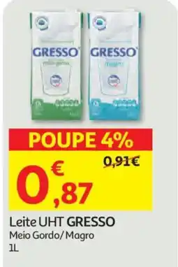 Auchan Leite UHT GRESSO promoção