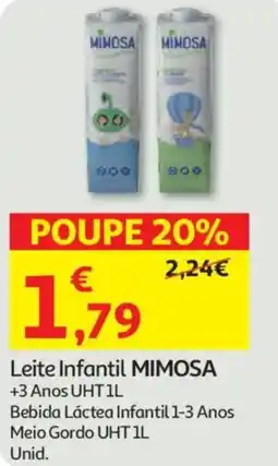 Auchan Leite Infantil MIMOSA +3 Anos UHT1L promoção