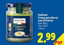 Lidl Italiamo Creme para Barrar com Pistácios promoção