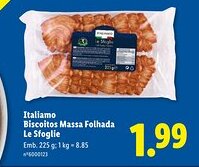 Lidl Italiamo Biscoitos Massa Folhada Le Sfoglie promoção