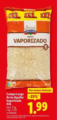 Lidl Campo Largo Arroz Agulha Vaporizado XXL promoção