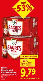 Lidl Sagres Cerveja Mini Pack Económico promoção