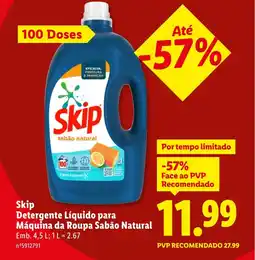 Lidl Skip Detergente Líquido para Máquina da Roupa Sabão Natural promoção