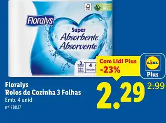 Lidl Floralys Rolos de Cozinha 3 Folhas promoção