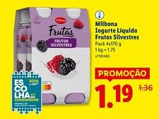 Lidl Milbona Iogurte Líquido Frutos Silvestres promoção