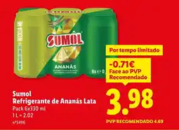 Lidl Sumol Refrigerante de Ananás Lata promoção