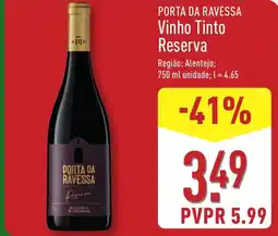 ALDI PORTA DA RAVESSA Vinho Tinto Reserva promoção