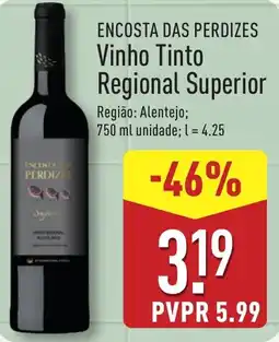 ALDI ENCOSTA DAS PERDIZES Vinho Tinto Regional Superior promoção
