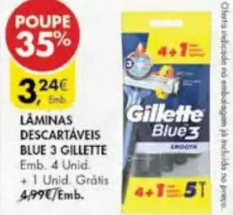 Pingo Doce Lâminas Descartáveis Blue 3 Gillette 4 Unid promoção