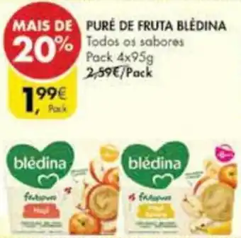 Pingo Doce Puré de Fruta Blédina 4x95g promoção