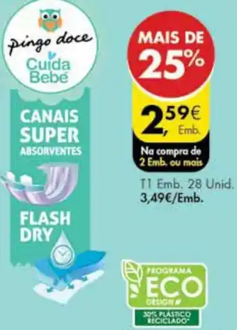 Pingo Doce Cuida Bebe Canais Super Flash Dry promoção