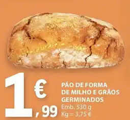 E.Leclerc Pão de forma de milho e grãos germinados promoção