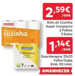 Amanhecer Rolo de Cozinha Super Compacto 2 Folhas 3 Rolos promoção
