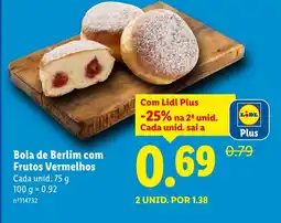 Lidl Bola de Berlim com Frutos Vermelhos promoção