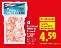 Lidl Pescanova Miolo de Camarão Grande 40/60 promoção