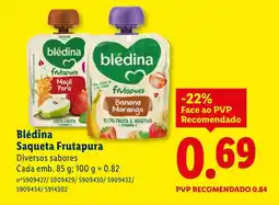 Lidl Blédina Saqueta Frutapura promoção