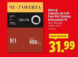 Lidl Delta Q Cápsulas de Café Pack 93+7 Qalidus Intensidade 10 promoção