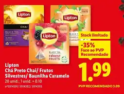 Lidl Lipton Chá Preto Chai/ Frutos Silvestres/ Baunilha Caramelo promoção