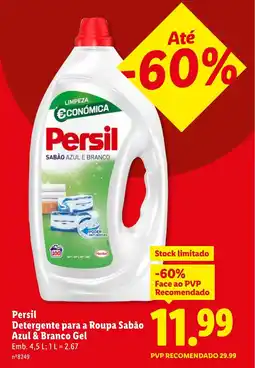 Lidl Persil Detergente para a Roupa Sabão Azul & Branco Gel promoção