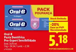 Lidl Oral-B Pasta Dentífrica Pro-Expert Sensibilidade promoção