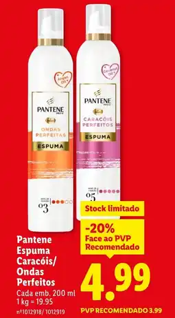 Lidl Pantene Espuma Caracóis/ Ondas Perfeitos promoção