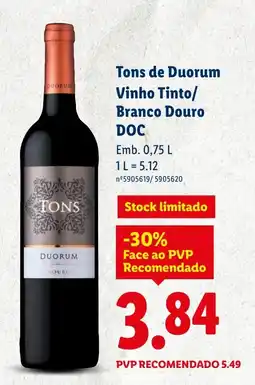 Lidl Tons de Duorum Vinho Tinto/ Branco Douro DOC promoção