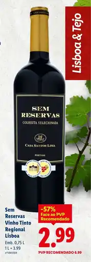 Lidl Sem Reservas Vinho Tinto Regional Lisboa promoção