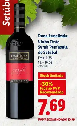 Lidl Dona Ermelinda Vinho Tinto Syrah Península de Setúbal promoção