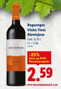 Lidl Reguengos Vinho Tinto Alentejano promoção