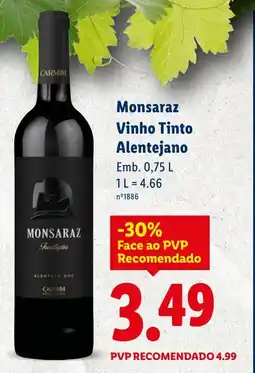 Lidl Monsaraz Vinho Tinto Alentejano promoção