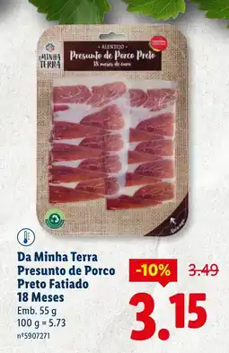 Lidl Da Minha Terra Presunto de Porco Preto Fatiado 18 Meses promoção