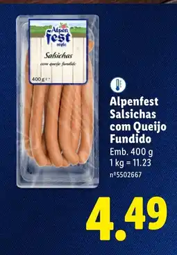Lidl Alpenfest Salsichas com Queijo Fundido promoção