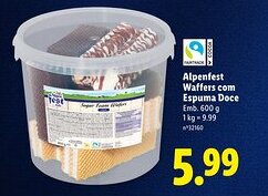 Lidl Alpenfest Waffers com Espuma Doce promoção