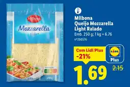 Lidl Milbona Queijo Mozzarella Light Ralado promoção