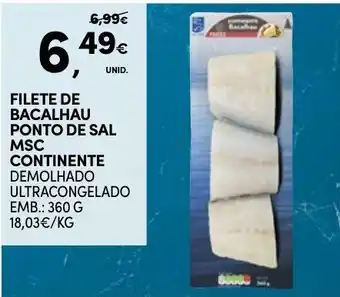 Continente Filete de bacalhau ponto de sal msc continente promoção