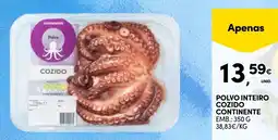 Continente Polvo inteiro cozido continente promoção